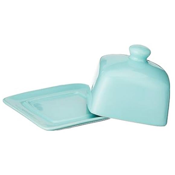 Stoneware 4.5" Square Butter Dish with Lid- Eggshell Blue - Picture 2 of 5